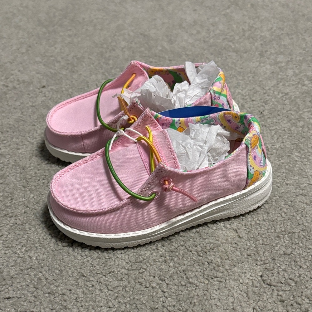 Hey Dude Pink Kids Moccasins with Colorful Accents